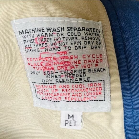 London Fog Vintage Tan Utility Grandma Raincoat with Blue Collar - Picture 8 of 12